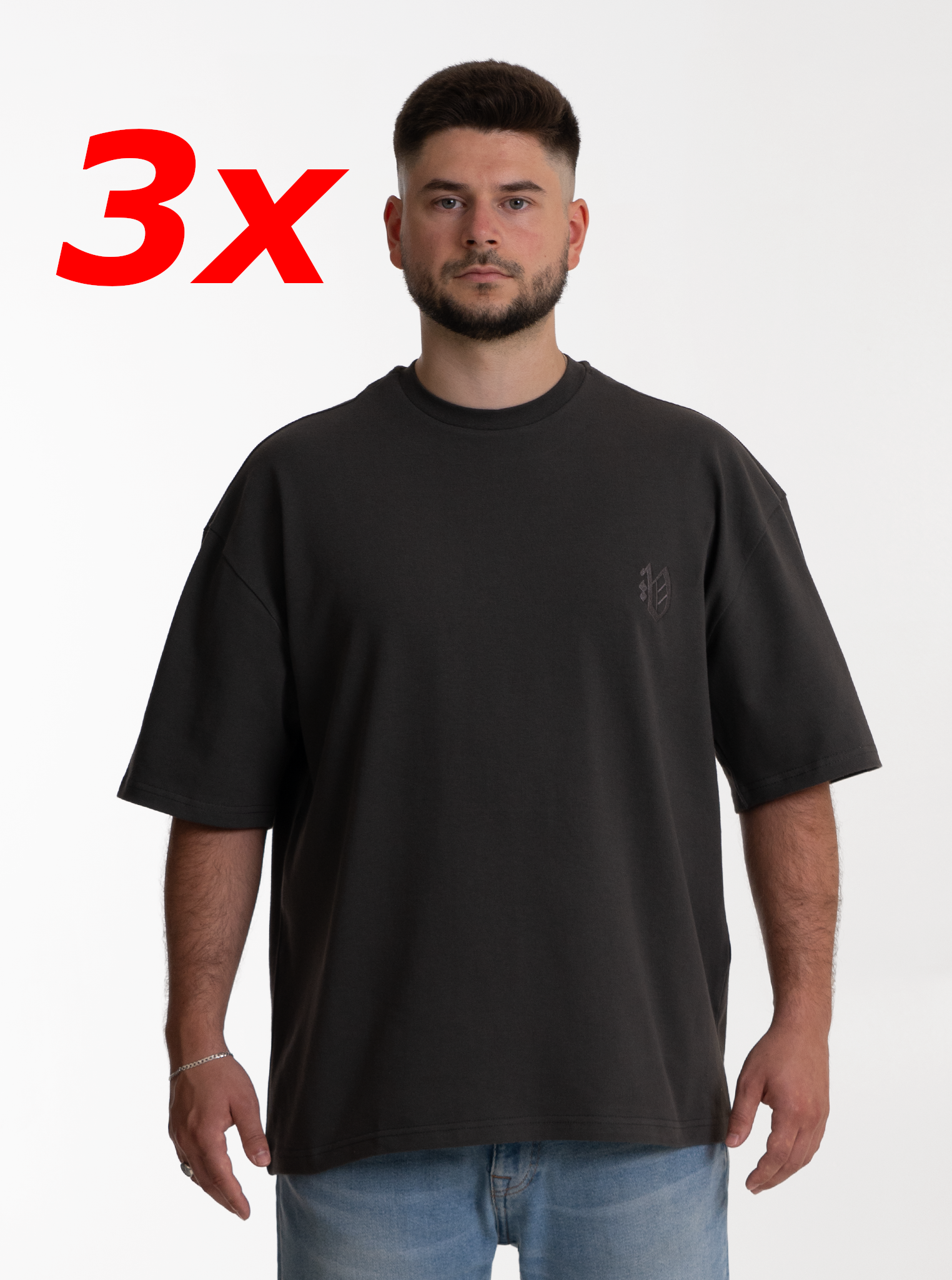 3-er Set Oversize T-Shirts “Steingrau“ 270GSM