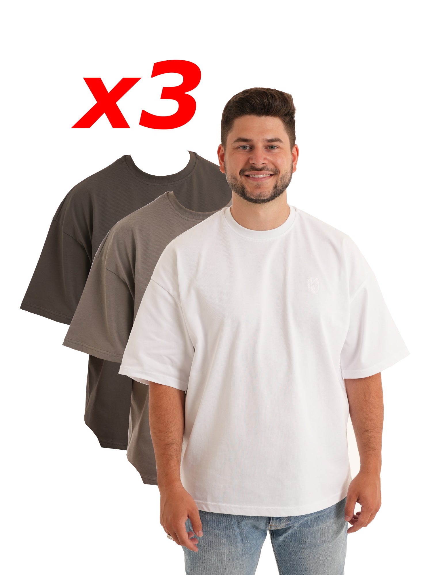 3-er Set Oversize T-Shirts “Farbmix“ 270GSM