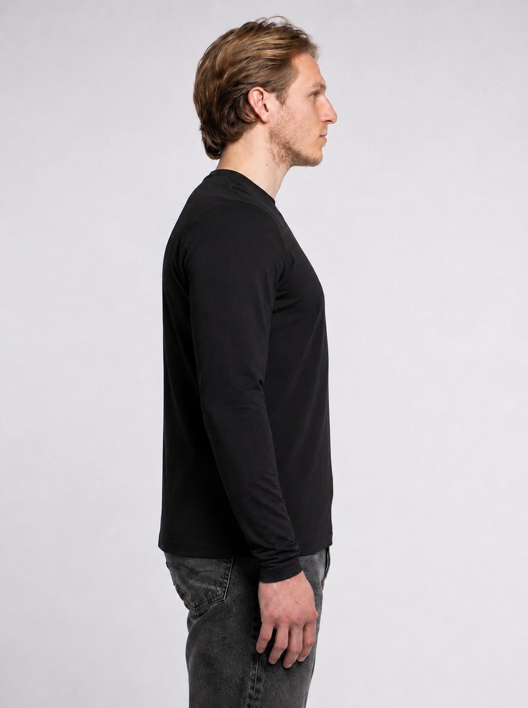 2-er Set Premium Longsleeves Piqué "Schwarz"