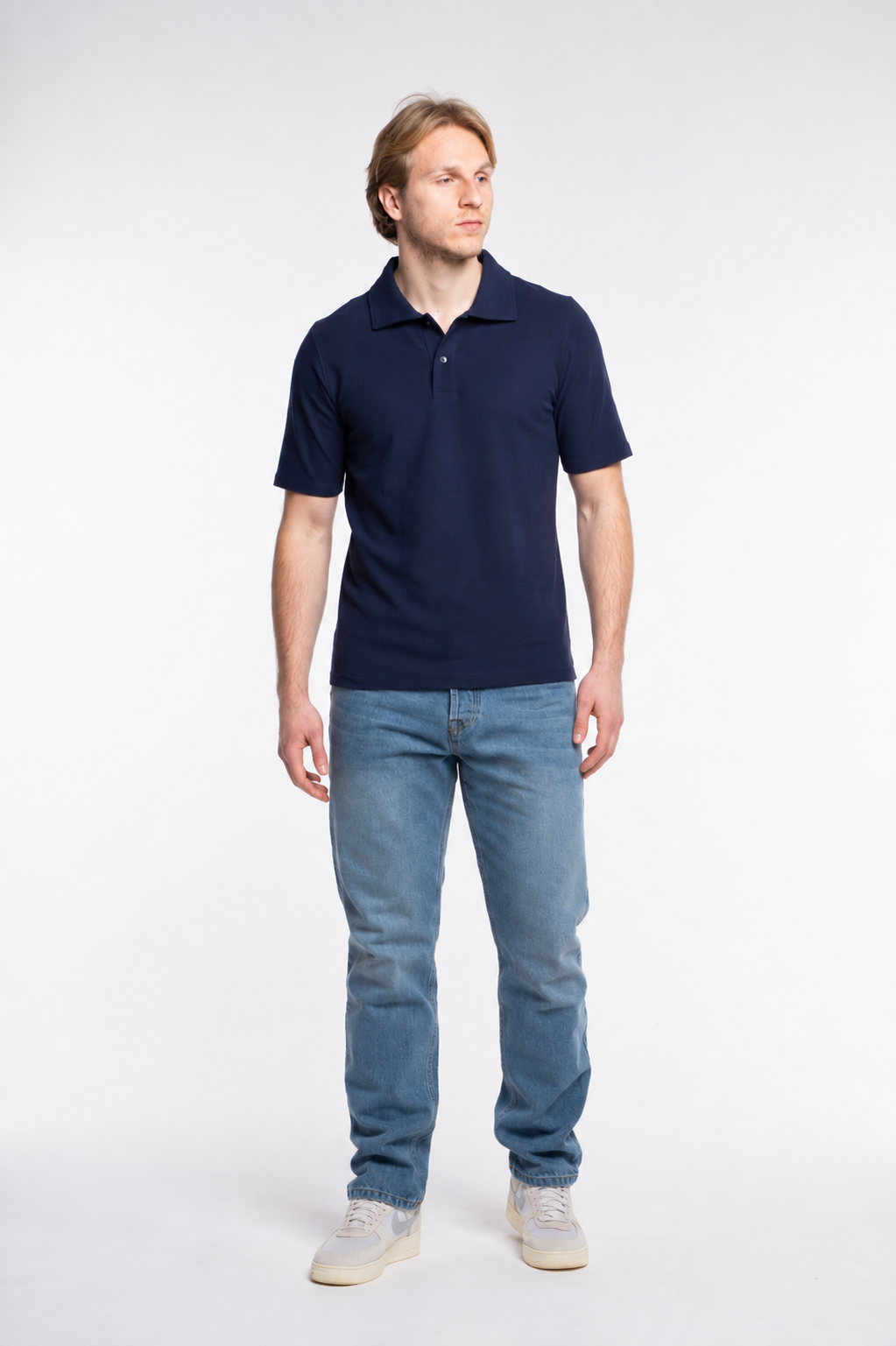 3-er Set Premium Poloshirts “Marineblau“ Piqué Baumwolle