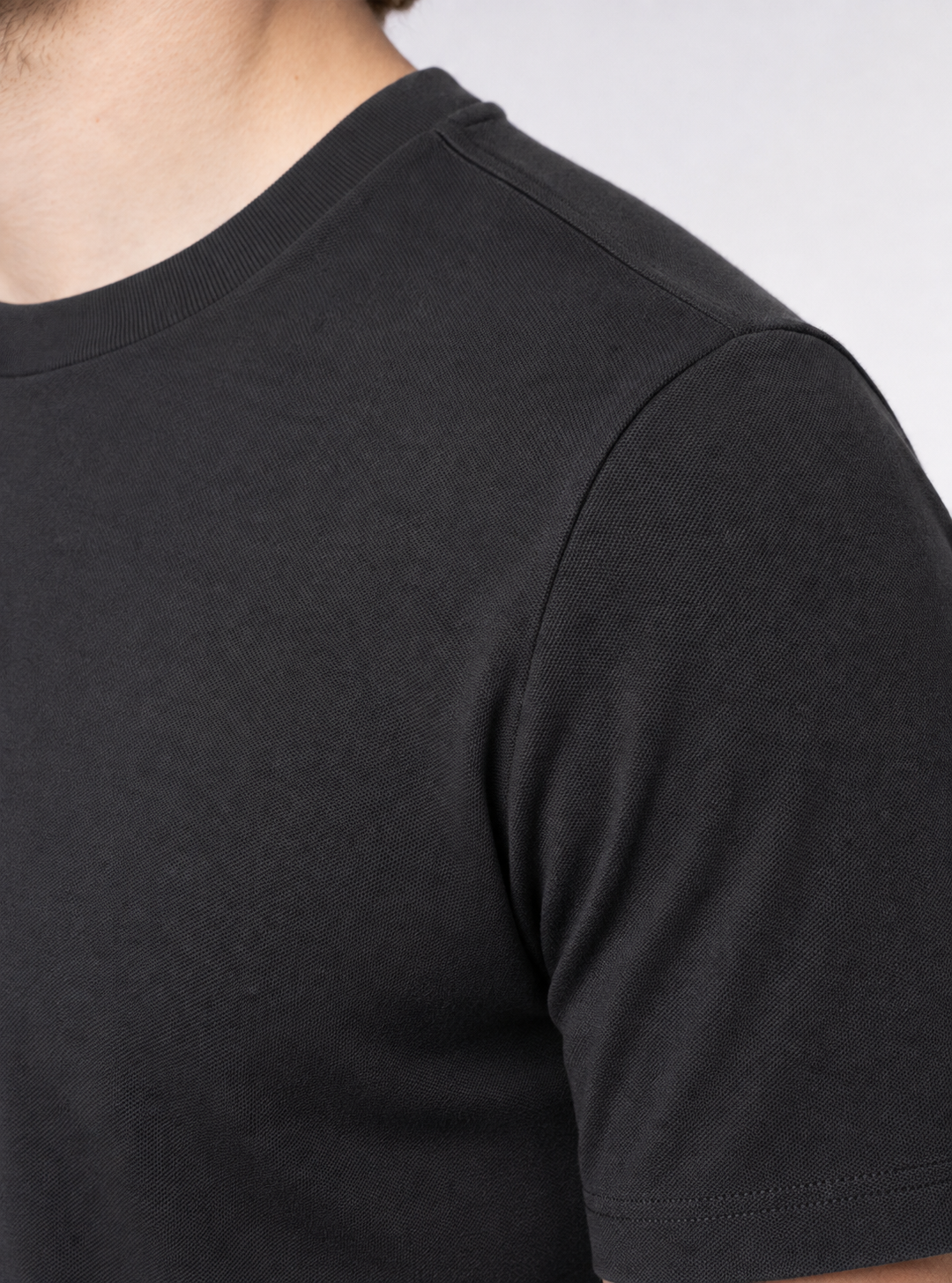 3-er Set Premium T-Shirts “Anthrazit“ Piqué Baumwolle