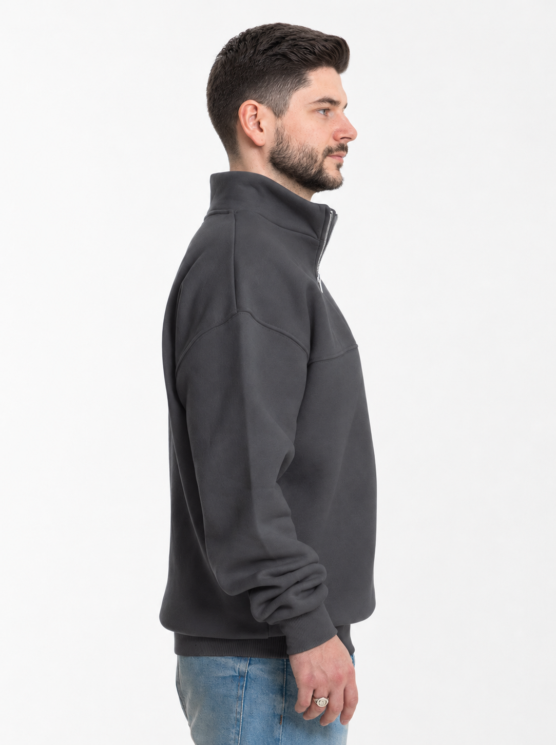 Heavy Halfzip “Steingrau" 320GSM