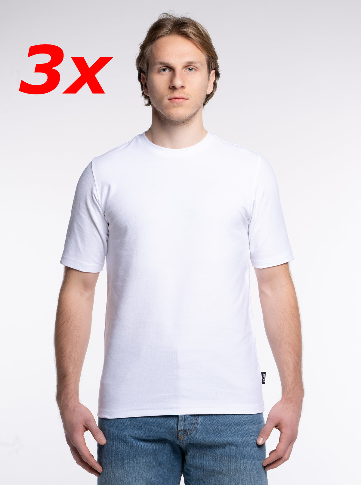 3-er Set Premium T-Shirts “Weiß“ Piqué Baumwolle