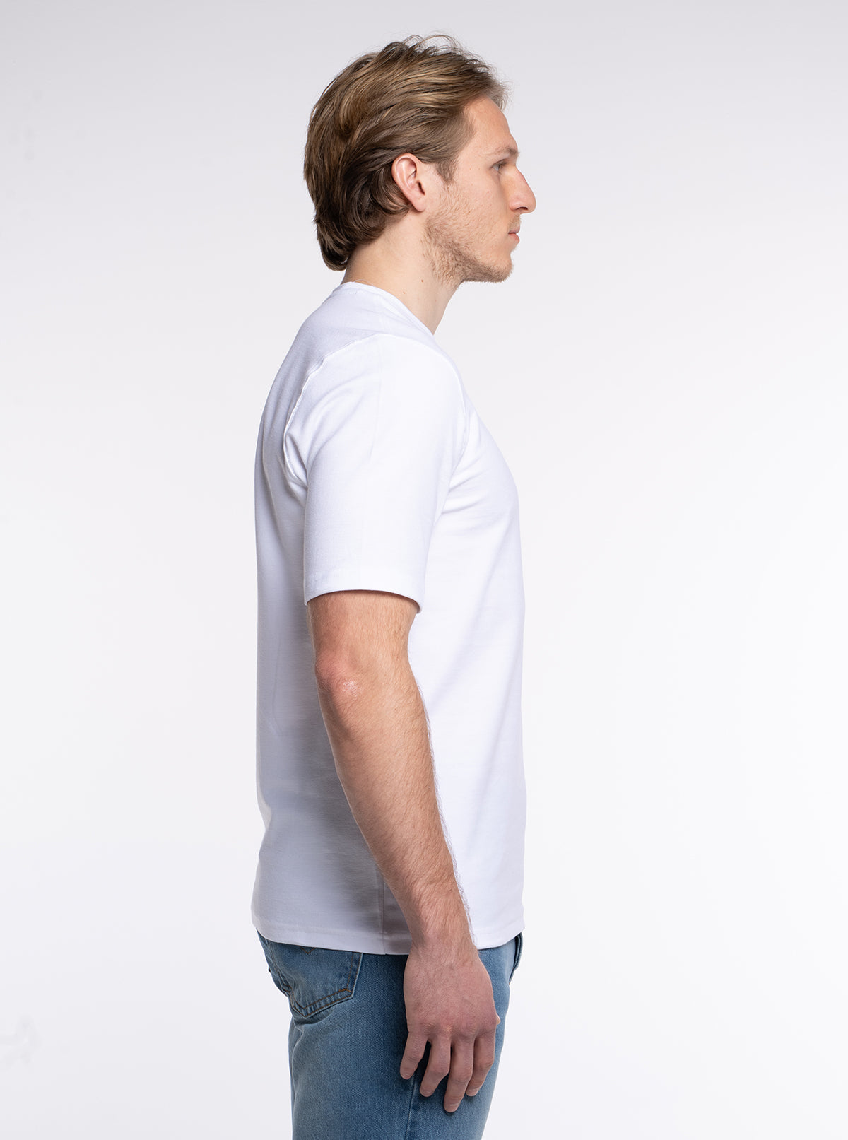 3-er Set Premium T-Shirts “Weiß“ Piqué Baumwolle