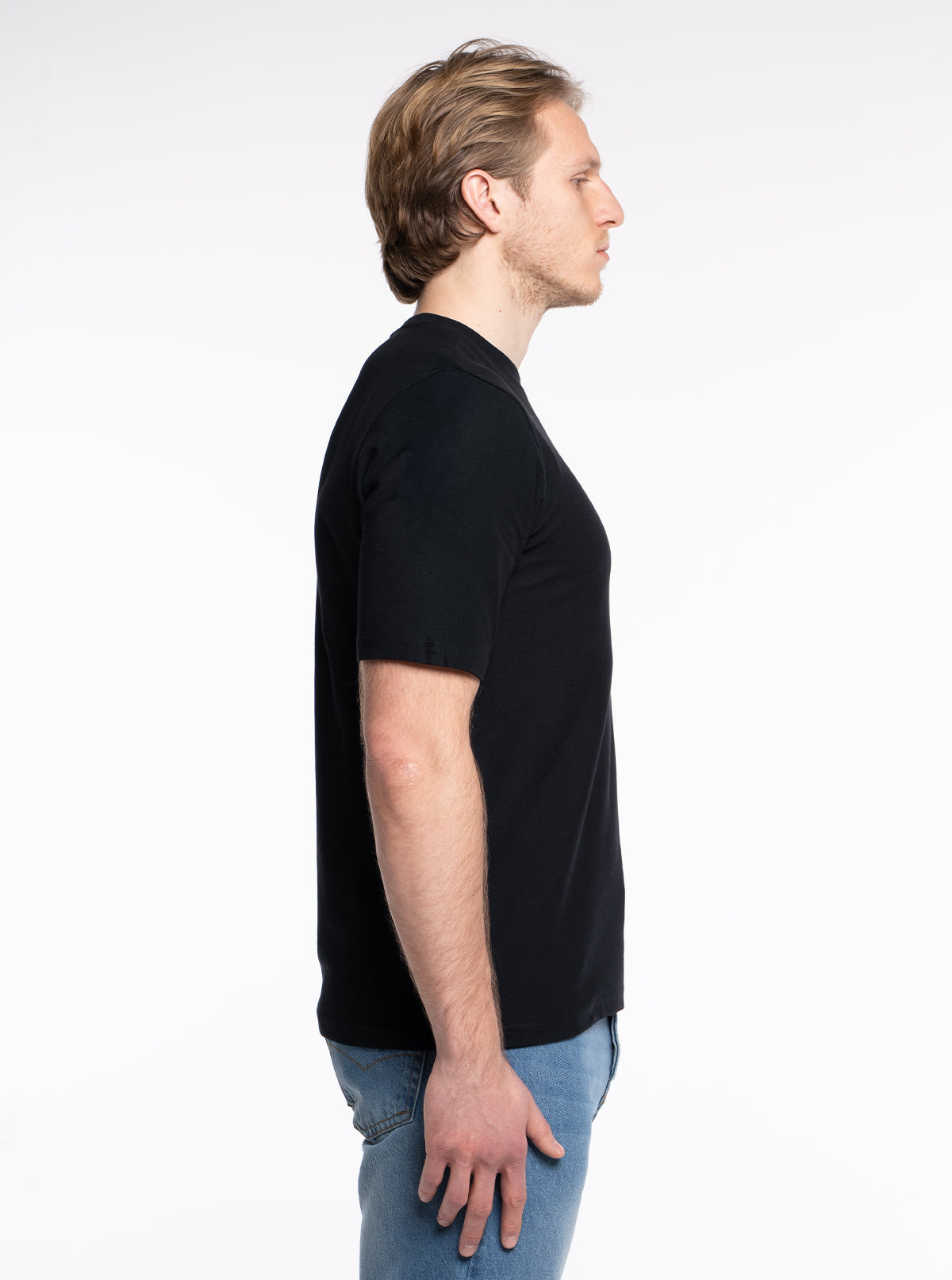 3-er Set Premium T-Shirts “Schwarz“ Piqué Baumwolle