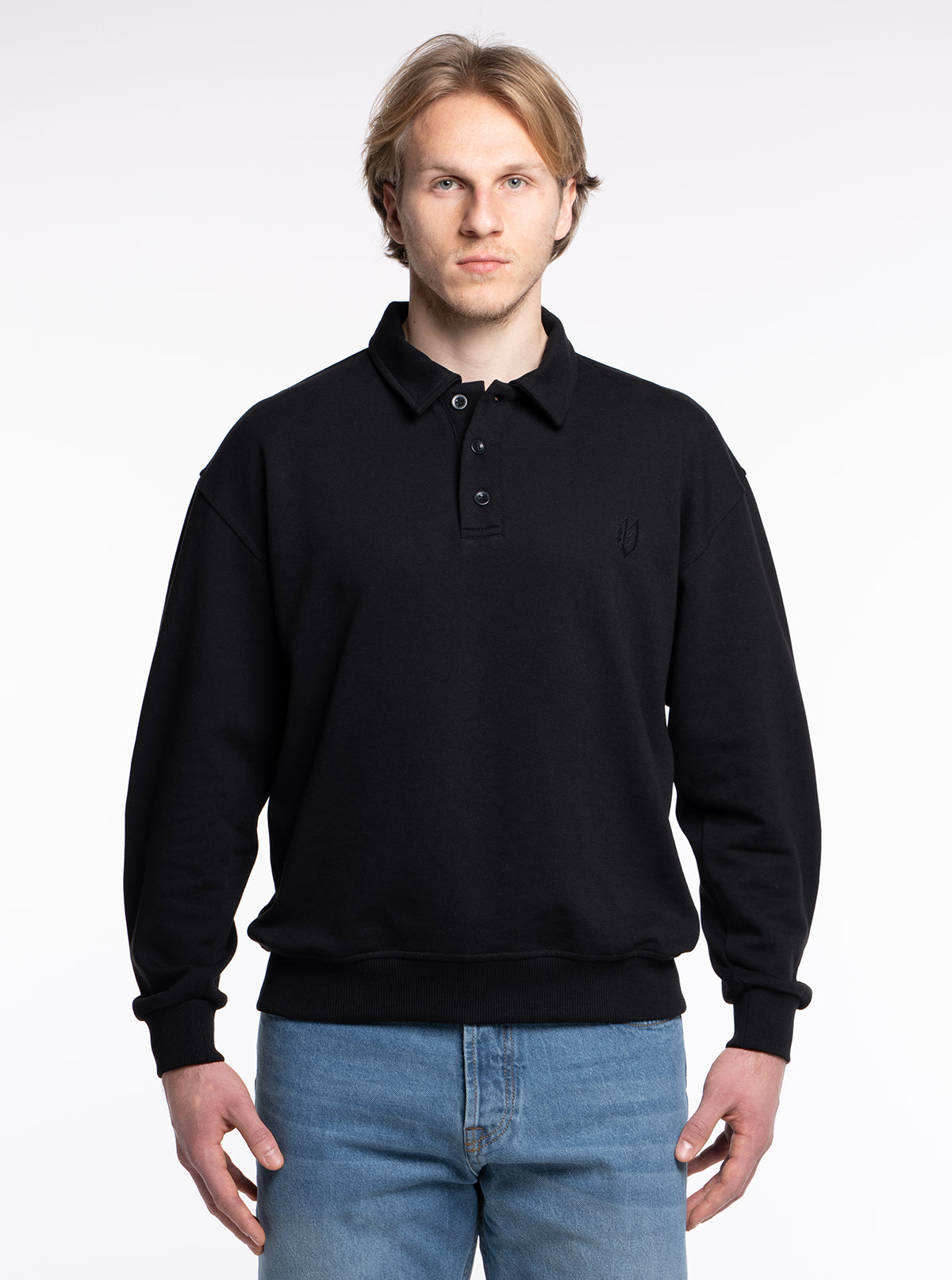 Premium Polo-Sweatshirt "Schwarz"