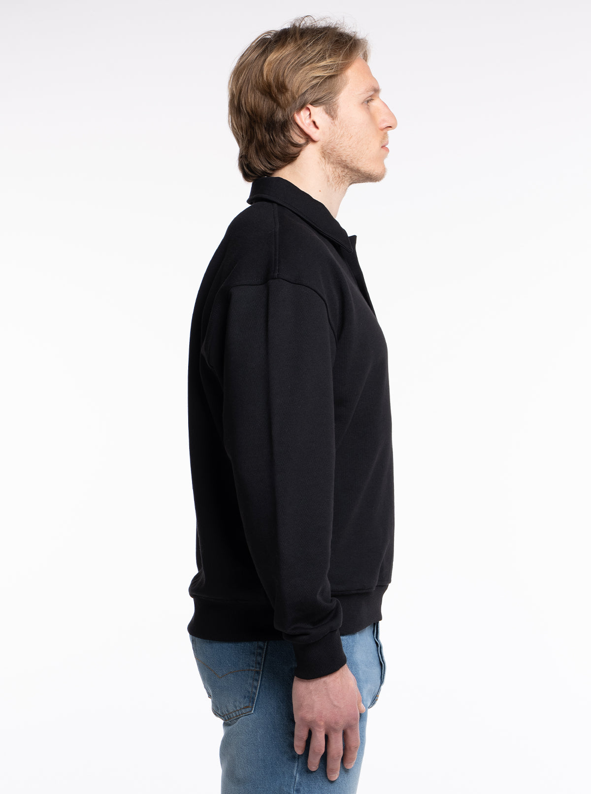 Premium Polo-Sweatshirt "Schwarz"