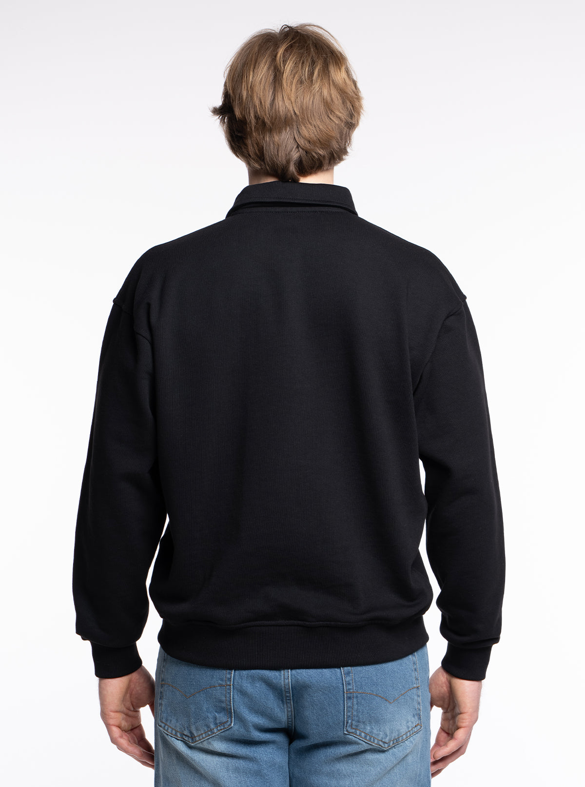 Premium Polo-Sweatshirt "Schwarz"