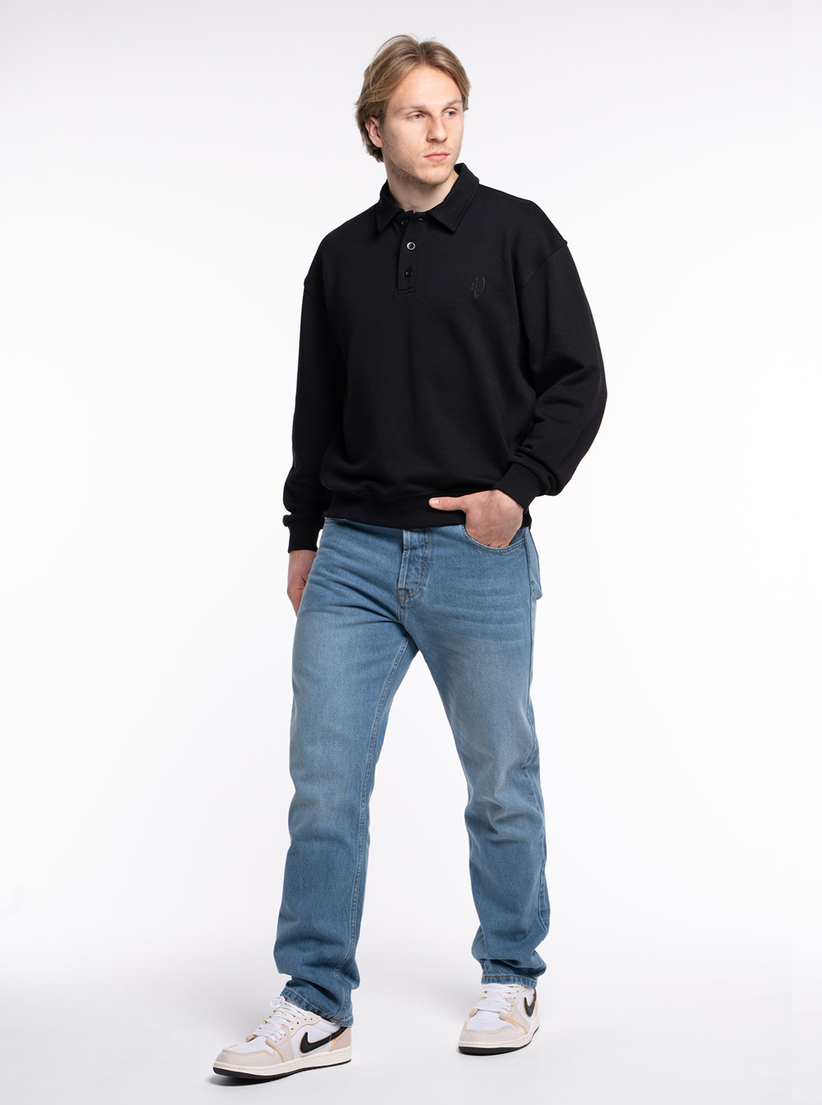 Premium Polo-Sweatshirt "Schwarz"