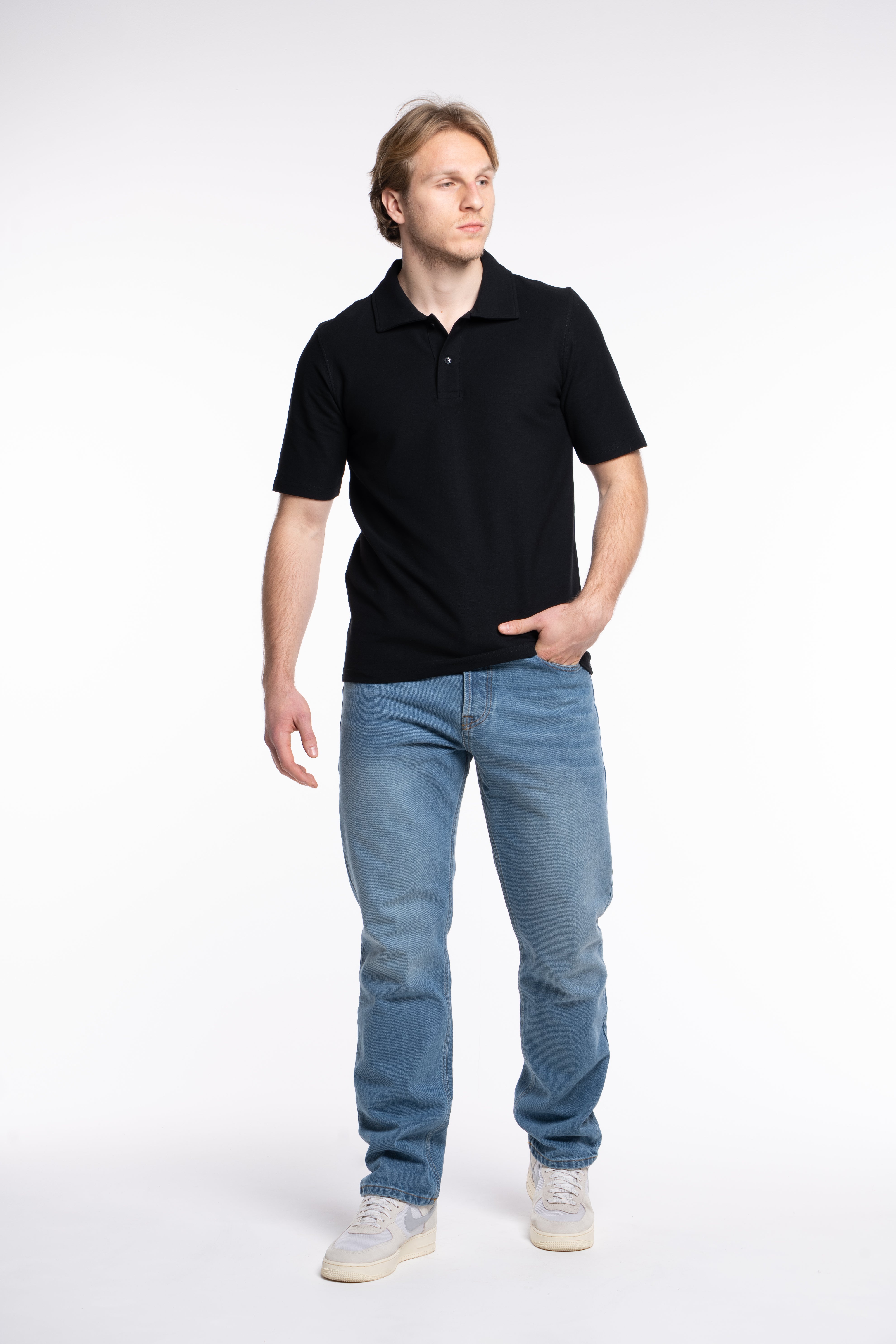 3-er Set Premium Poloshirts “Schwarz“ Piqué Baumwolle