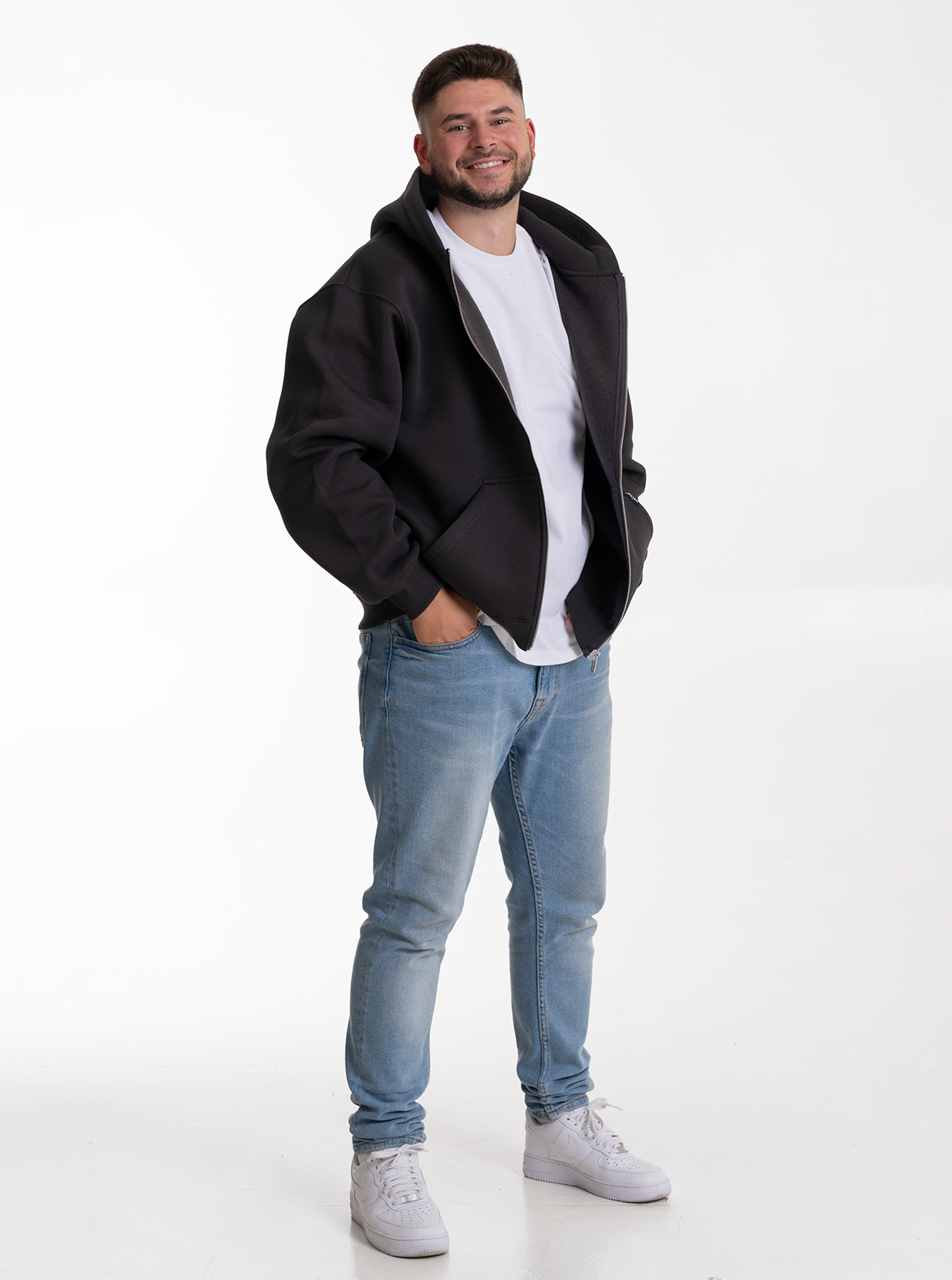 Heavy Zipjacke “Steingrau” 320GSM