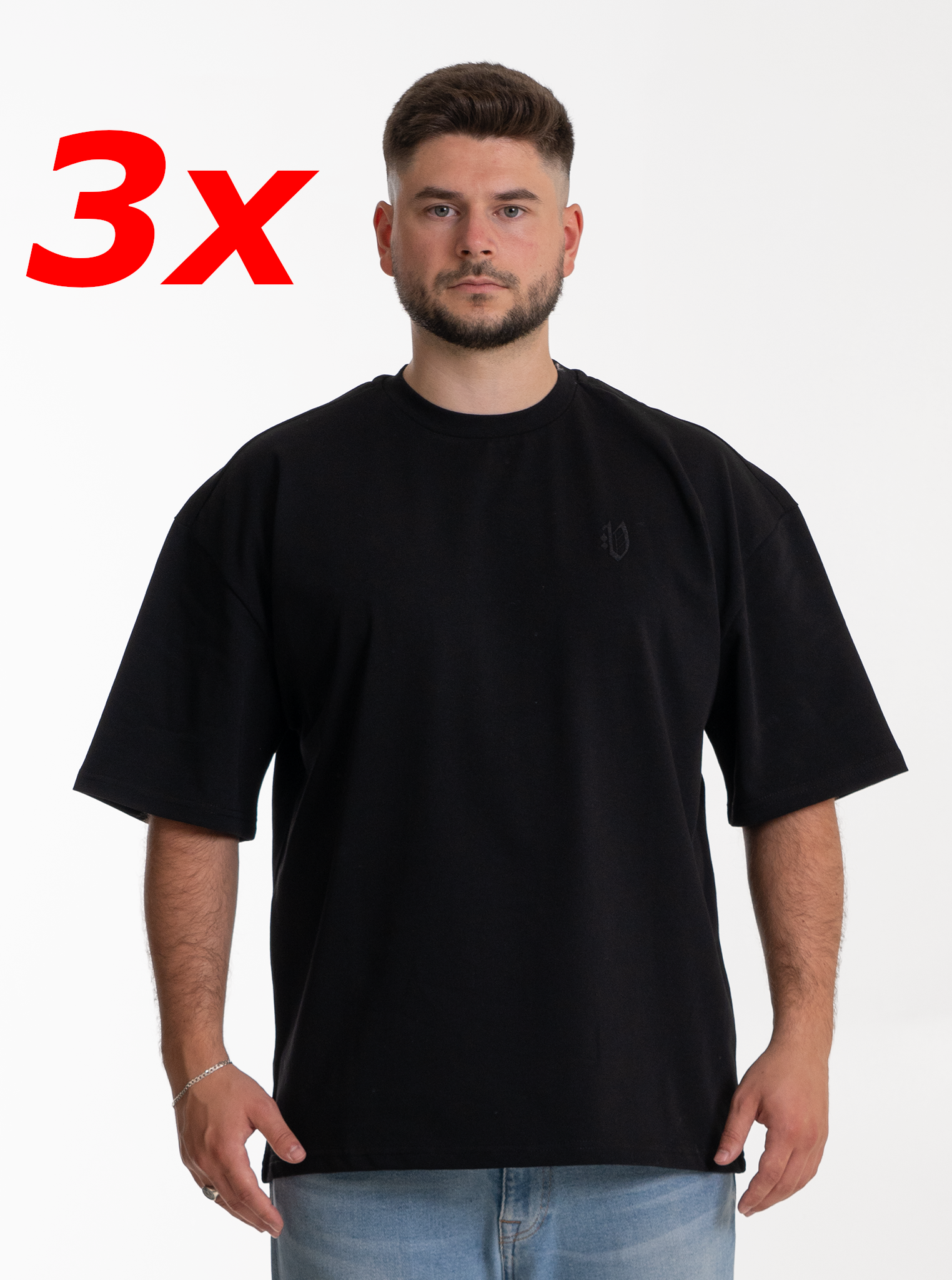 3-er Set Oversize T-Shirts “Tiefschwarz“ 270GSM