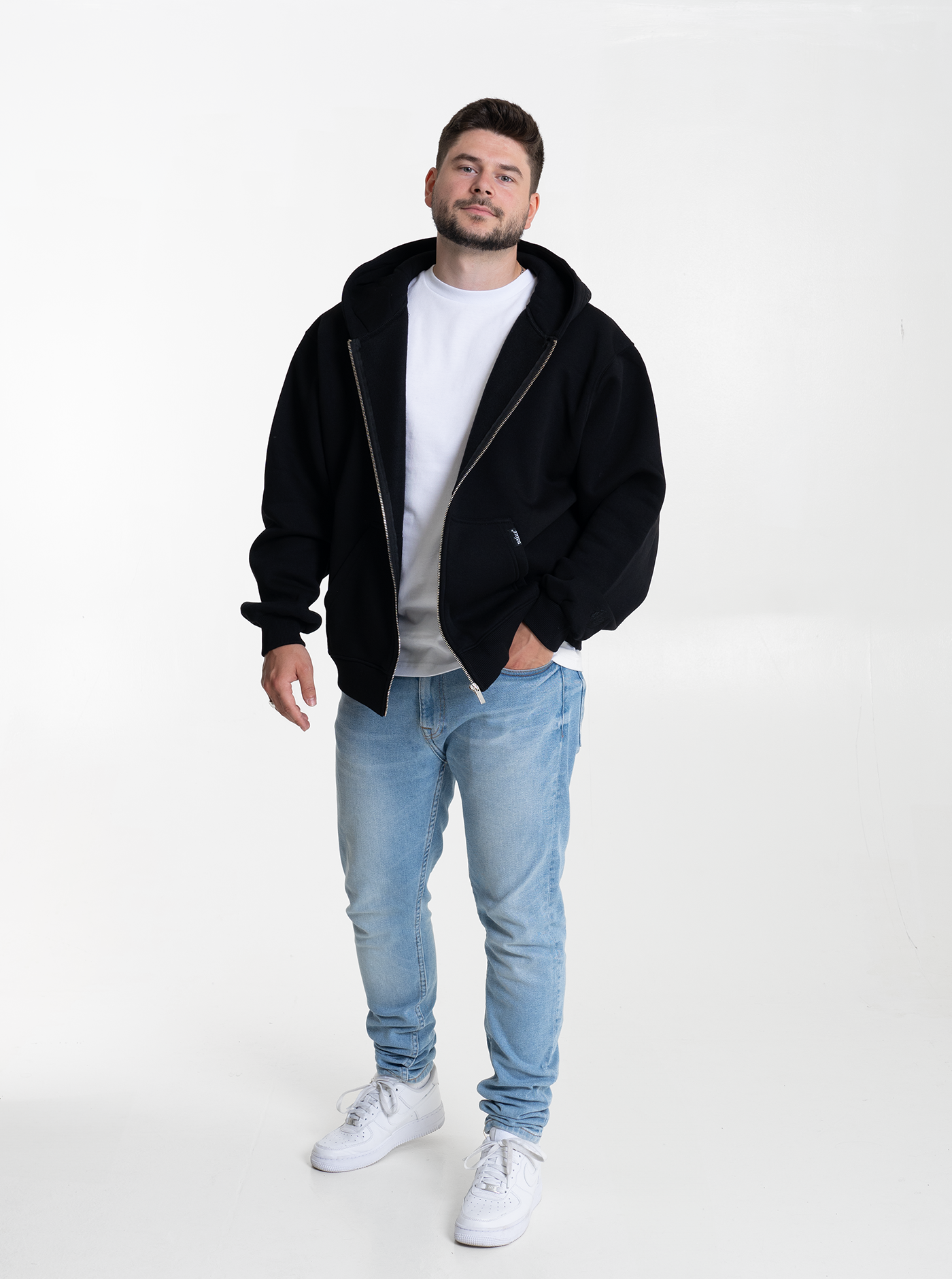 Heavy Zipjacke "Tiefschwarz"