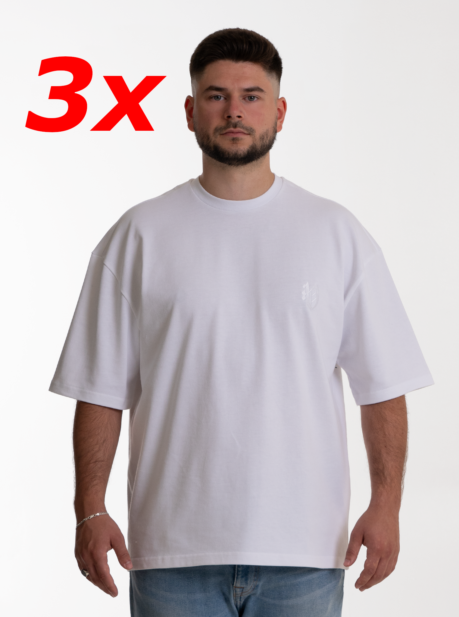 3-er Set Oversize T-Shirts “Schneeweiß“ 270GSM