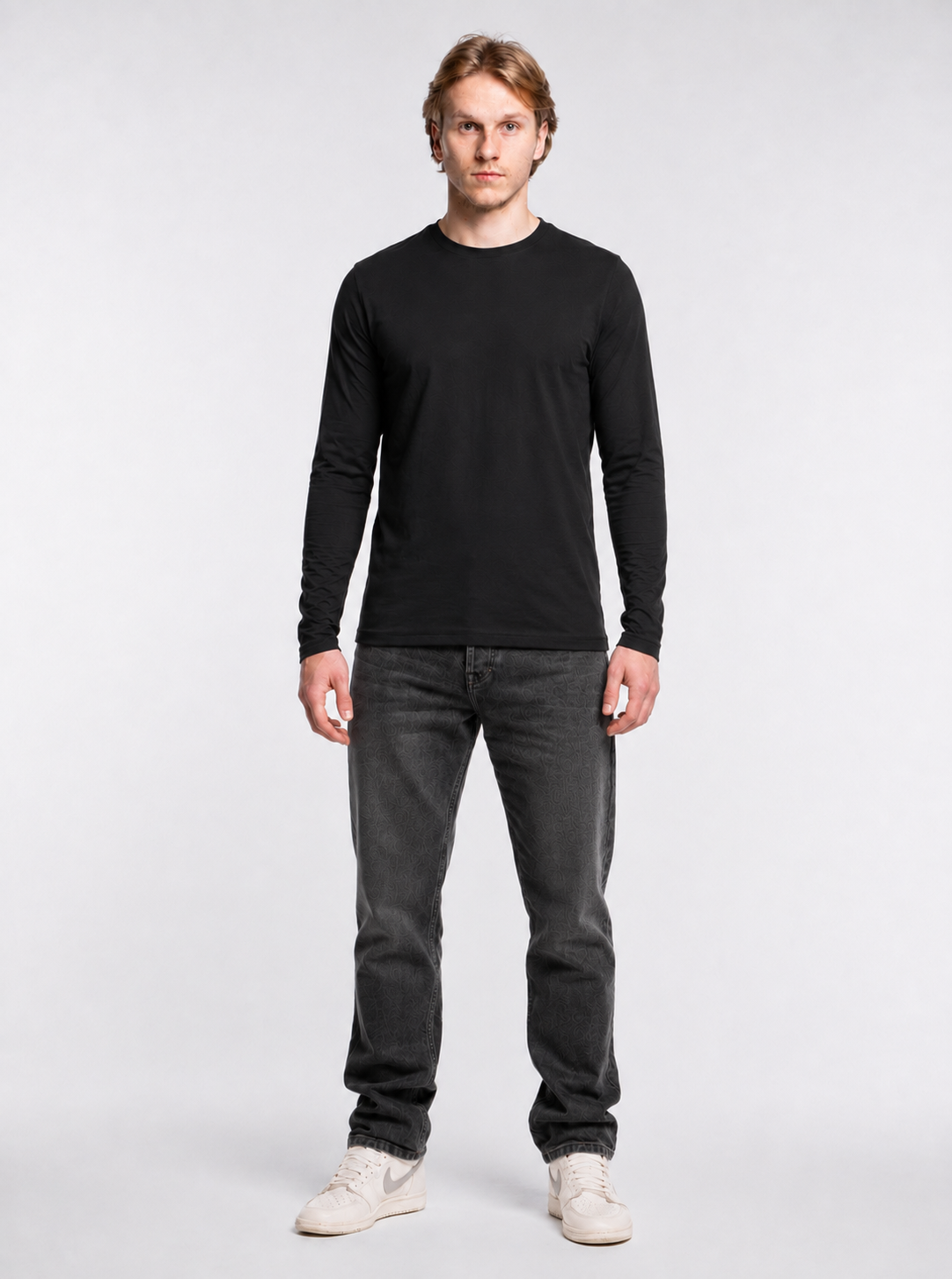 2-er Set Premium Longsleeves Piqué "Schwarz"