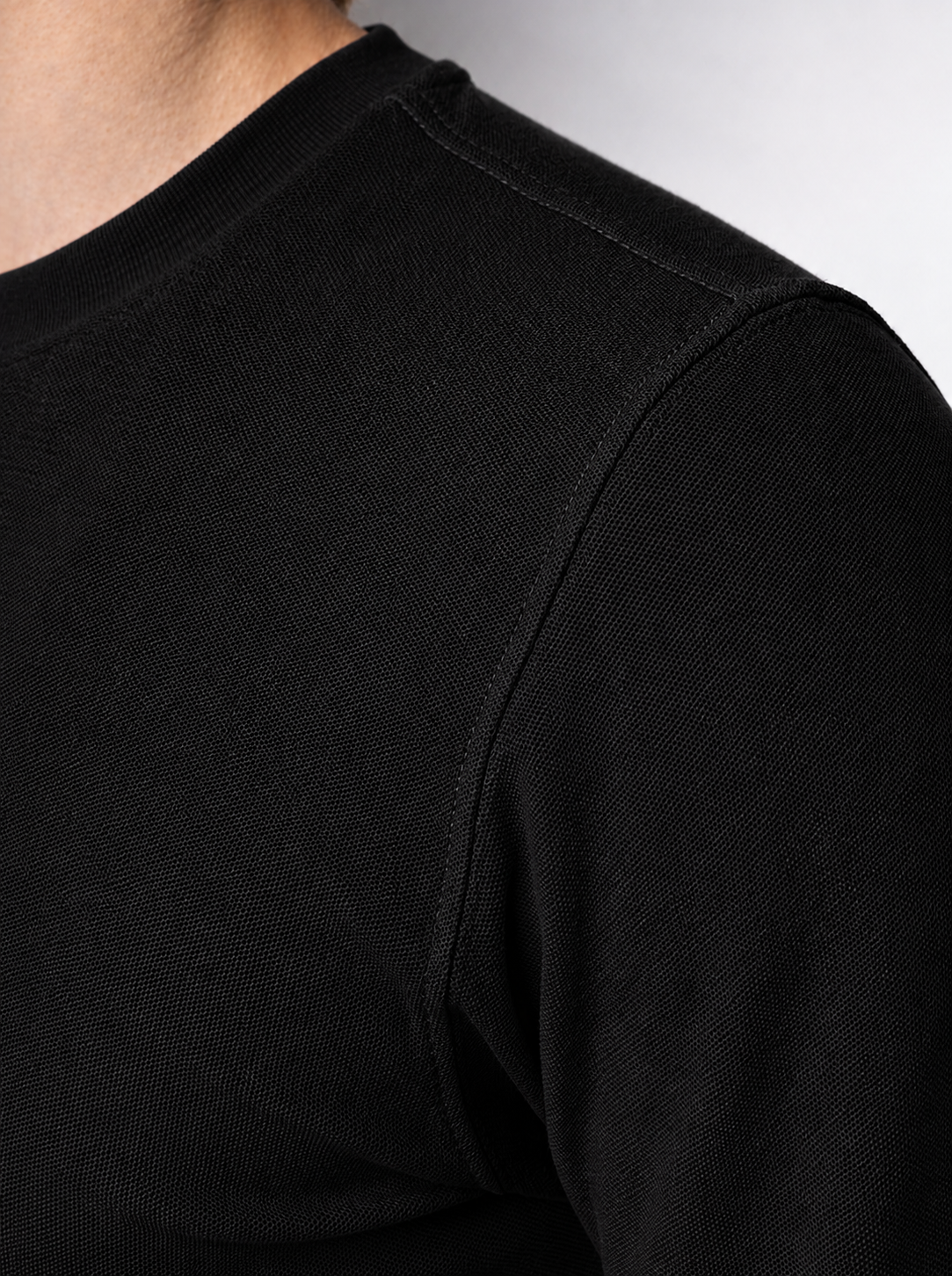 2-er Set Premium Longsleeves Piqué "Schwarz"