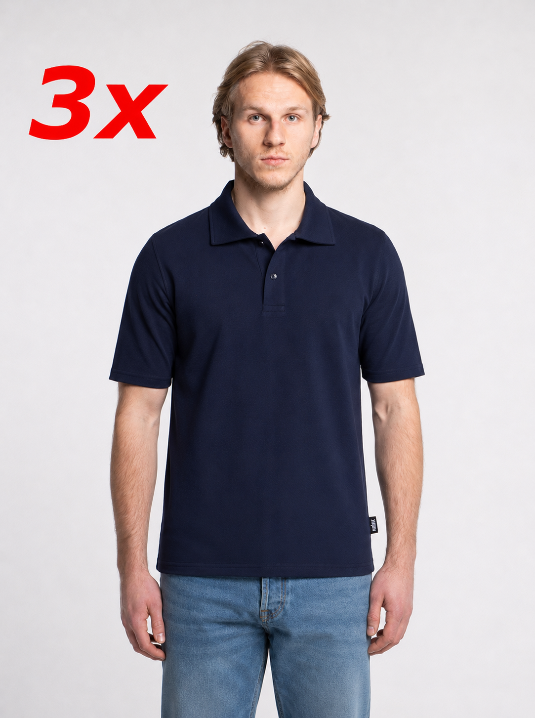 3-er Set Premium Poloshirts “Marineblau“ Piqué Baumwolle