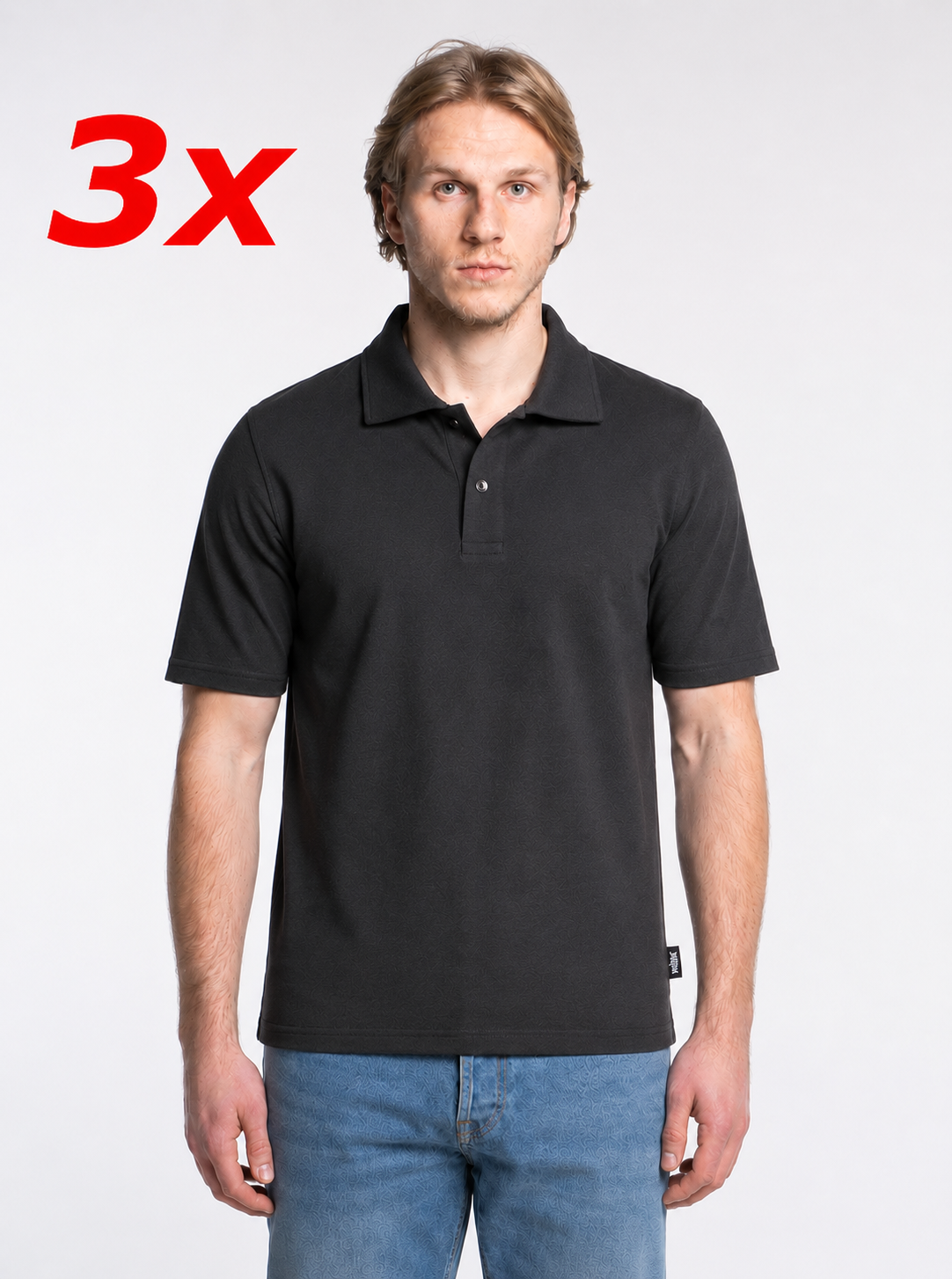 3-er Set Premium Poloshirts “Anthrazit“ Piqué Baumwolle
