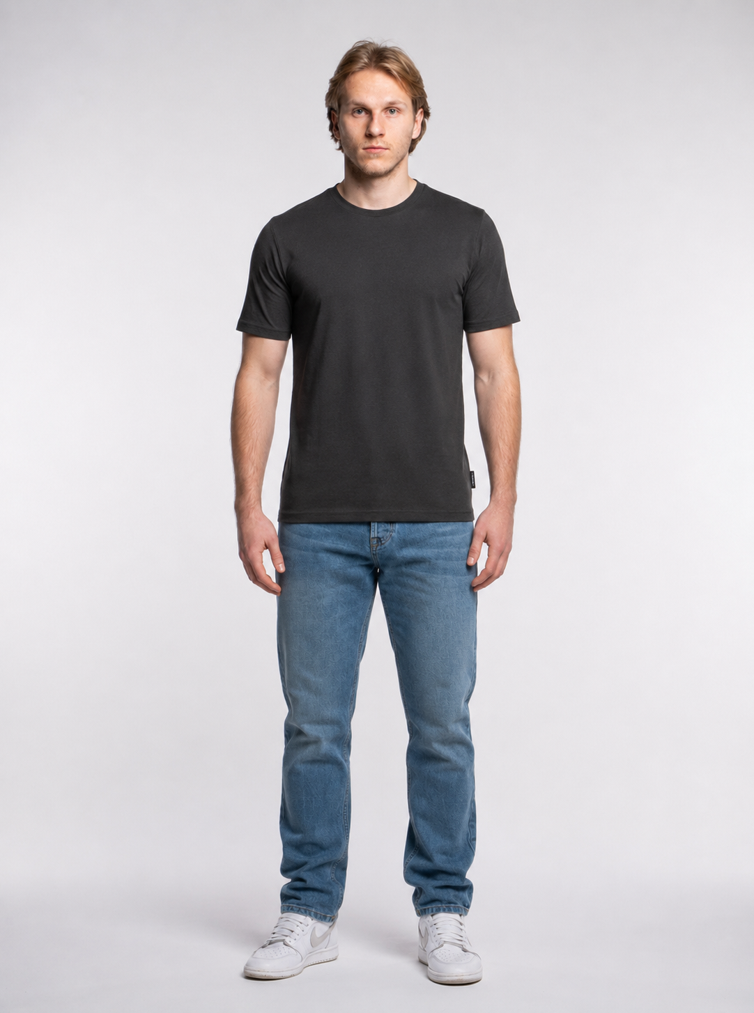 3-er Set Premium T-Shirts “Anthrazit“ Piqué Baumwolle