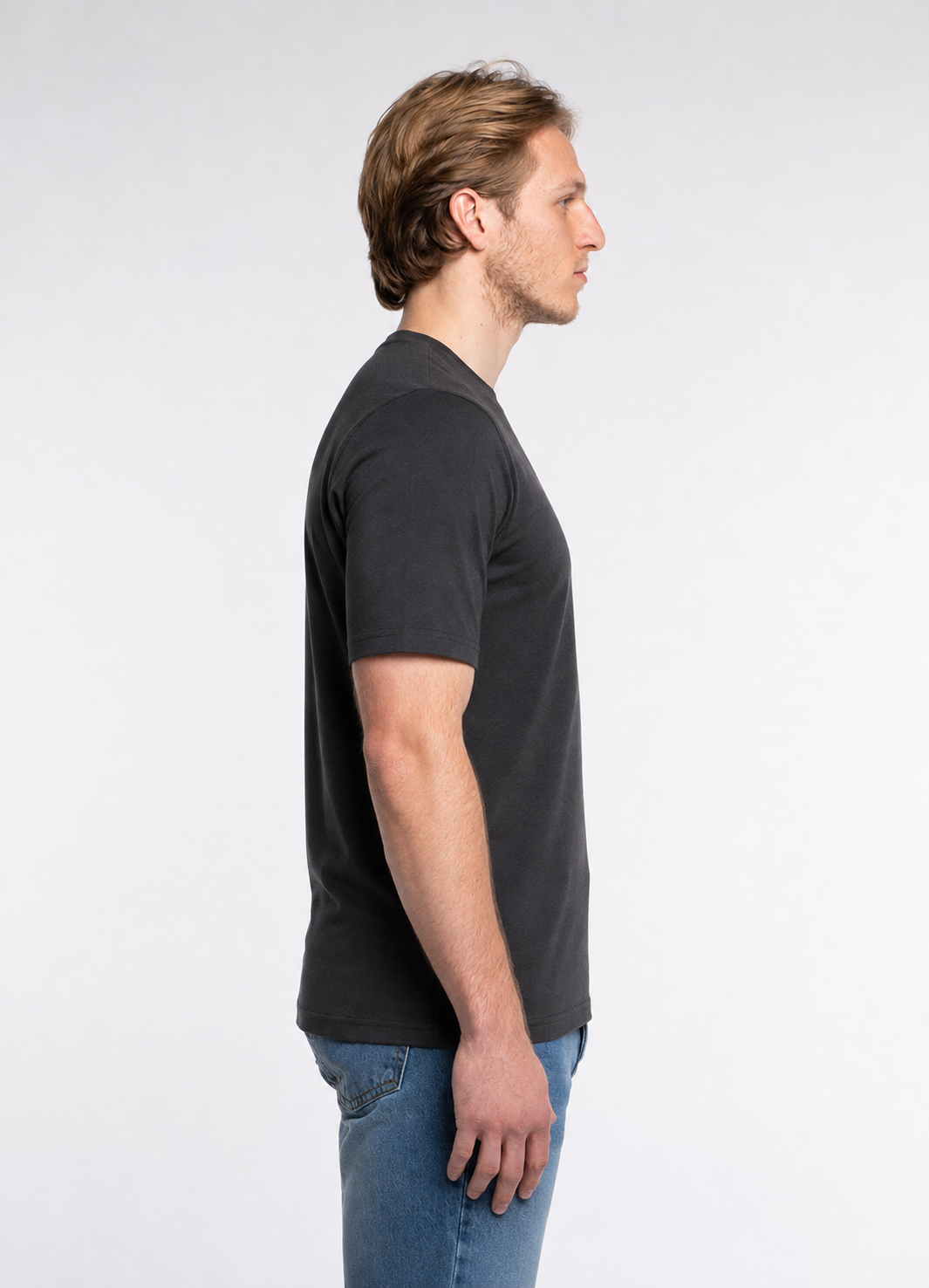 3-er Set Premium T-Shirts “Anthrazit“ Piqué Baumwolle