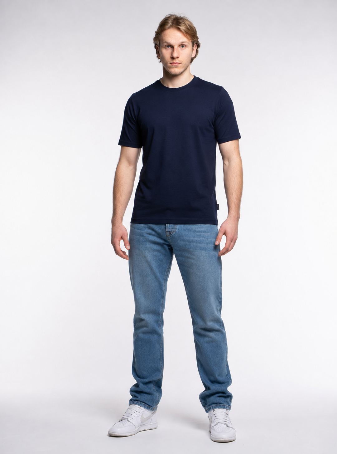 3-er Set Premium T-Shirts “Navy“ Piqué Baumwolle
