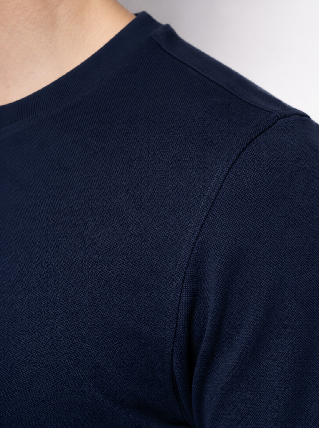 3-er Set Premium T-Shirts “Navy“ Piqué Baumwolle