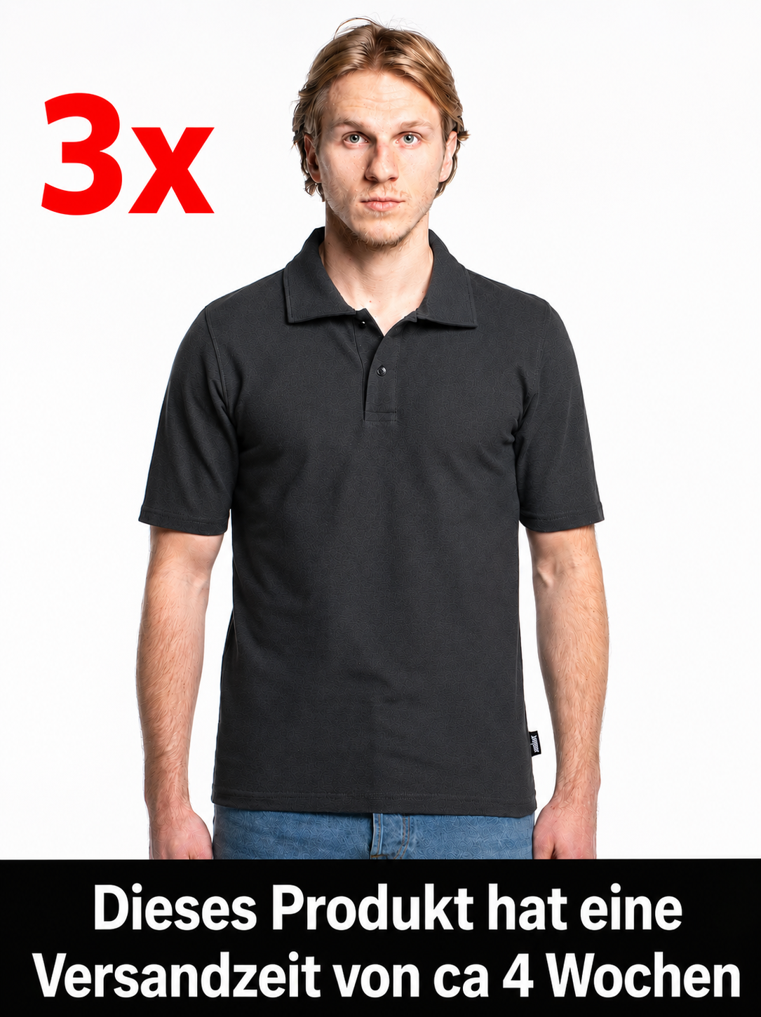 3-er Set Premium Poloshirts “Anthrazit“ Piqué Baumwolle