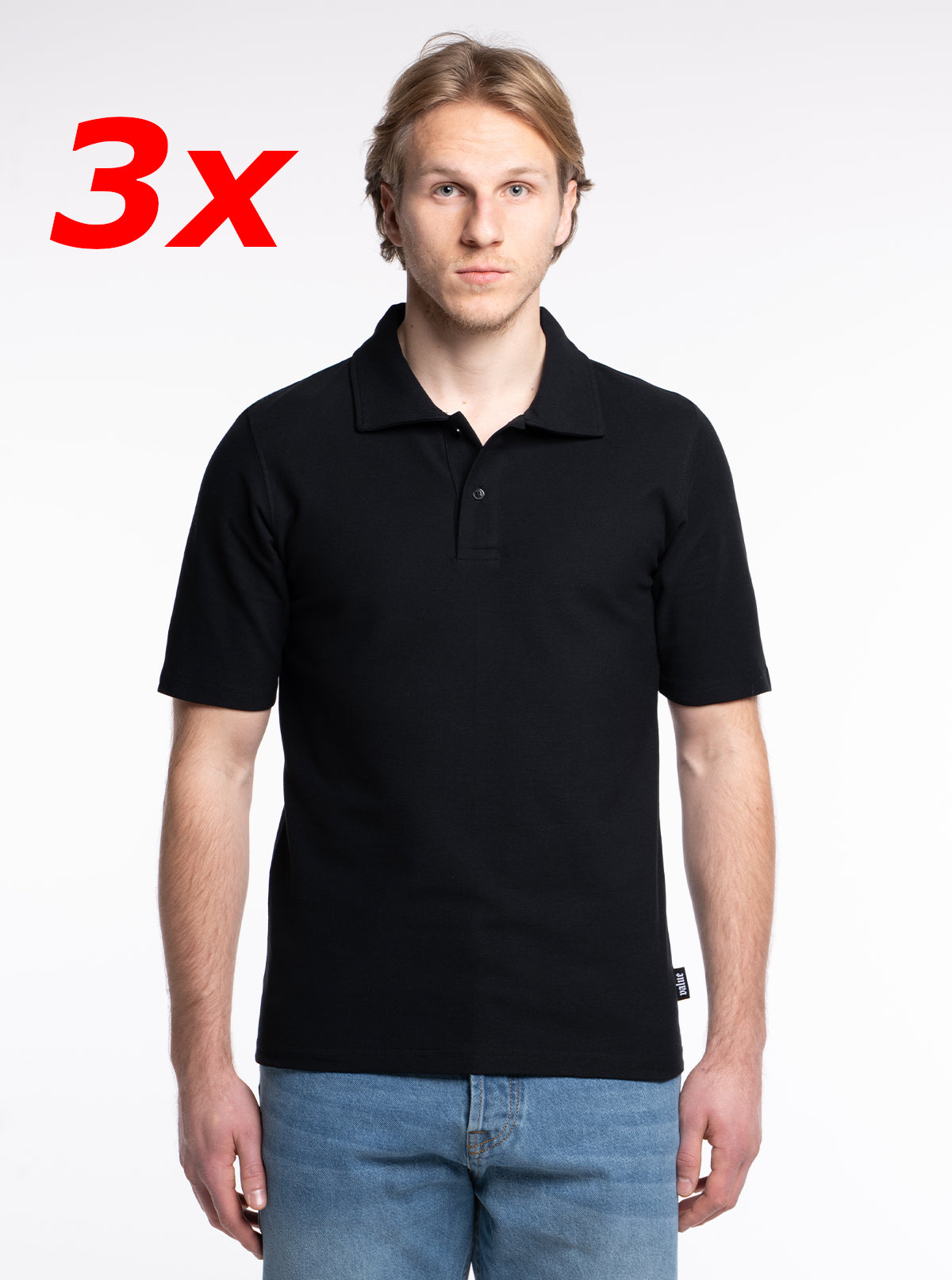 3-er Set Premium Poloshirts “Schwarz“ Piqué Baumwolle