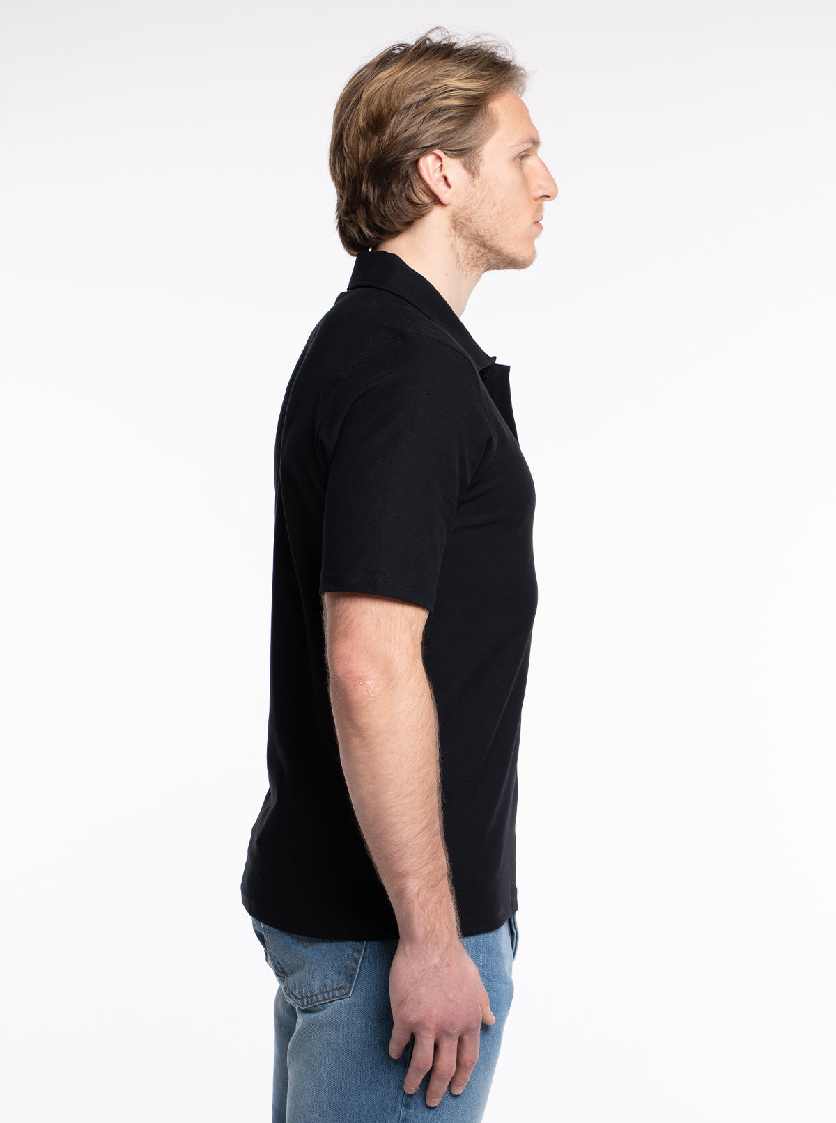 3-er Set Premium Poloshirts “Schwarz“ Piqué Baumwolle